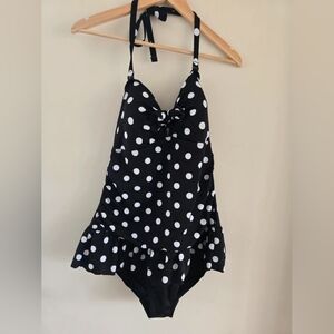 Black and White Polka Dot Girls' One-Piece Swimsuit - Kids Swim
